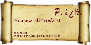 Petrecz Árpád névjegykártya